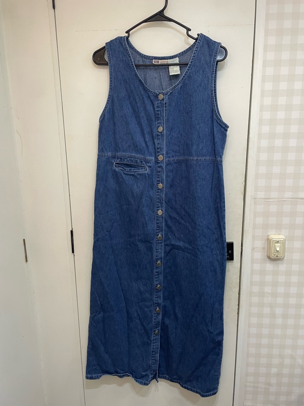 Faded Glory Blue Denim Midi Button-Front Dress